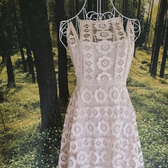 Free People Ivory Lace Midi Dress (Sz 8) - Picture 2 of 8